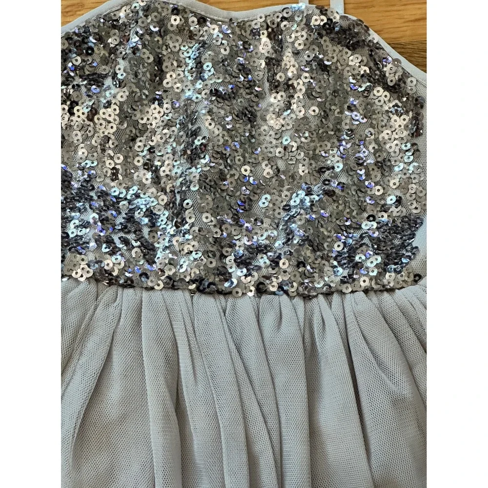 Noralee Girls Grey Sequin Tutu Romper Ruffle Strap Special Occasion Size 4
